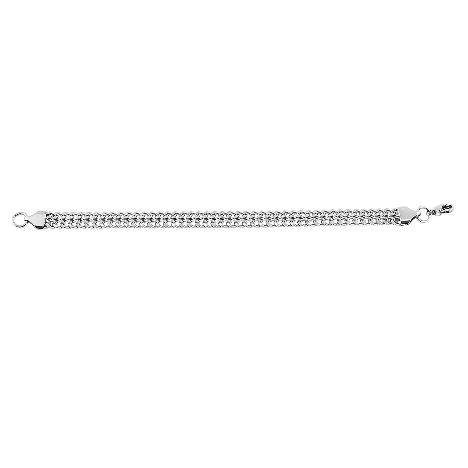 Set of Double Row Curb Chain Bracelet (7.50In) and Necklace 20 Inches in Stainless Steel