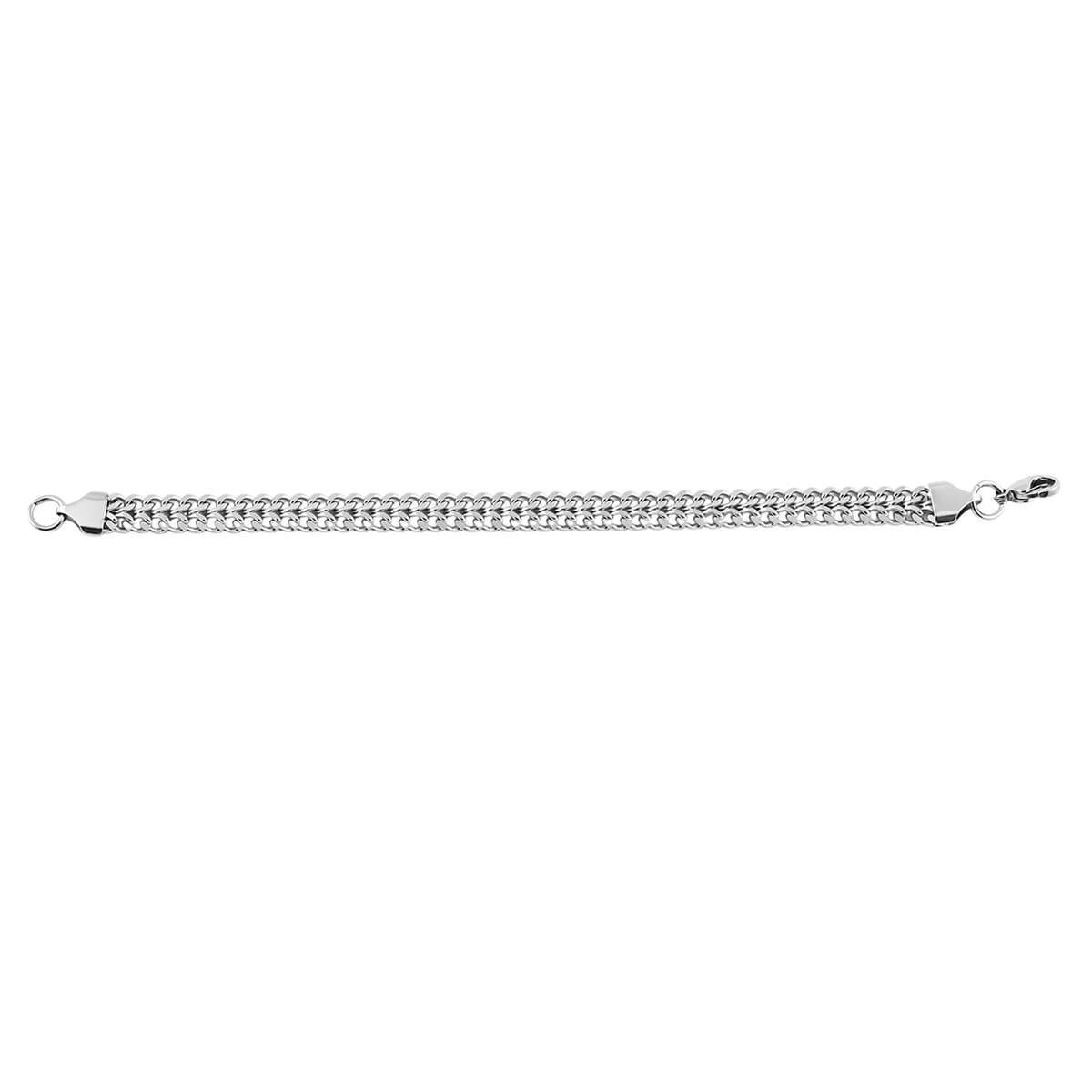 Set of Double Row Curb Chain Bracelet (7.50In) and Necklace 20 Inches in Stainless Steel image number 7
