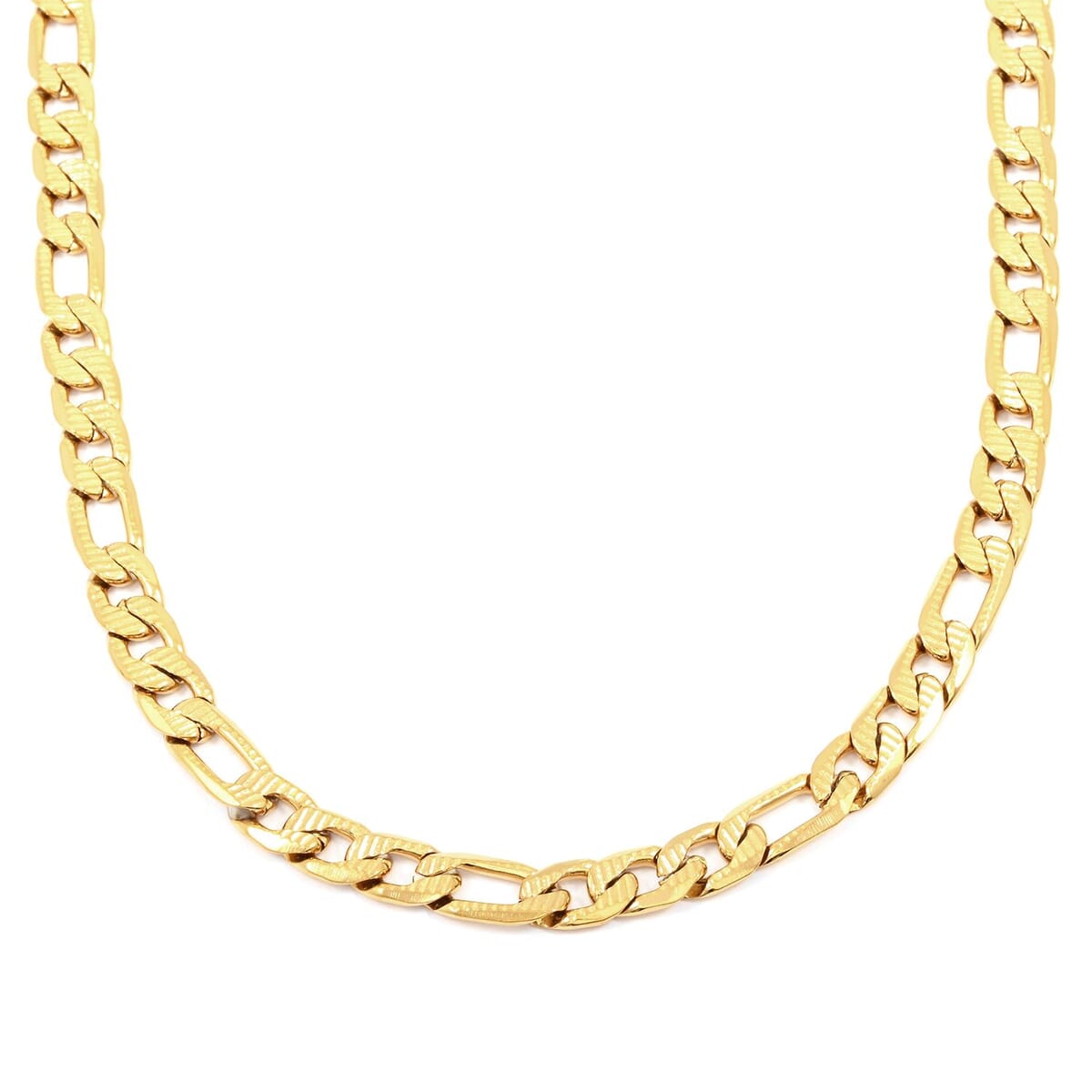 Set of Figaro Chain Bracelet (8.0In) and Necklace 24 Inches in ION Plated Yellow Gold Stainless Steel image number 2
