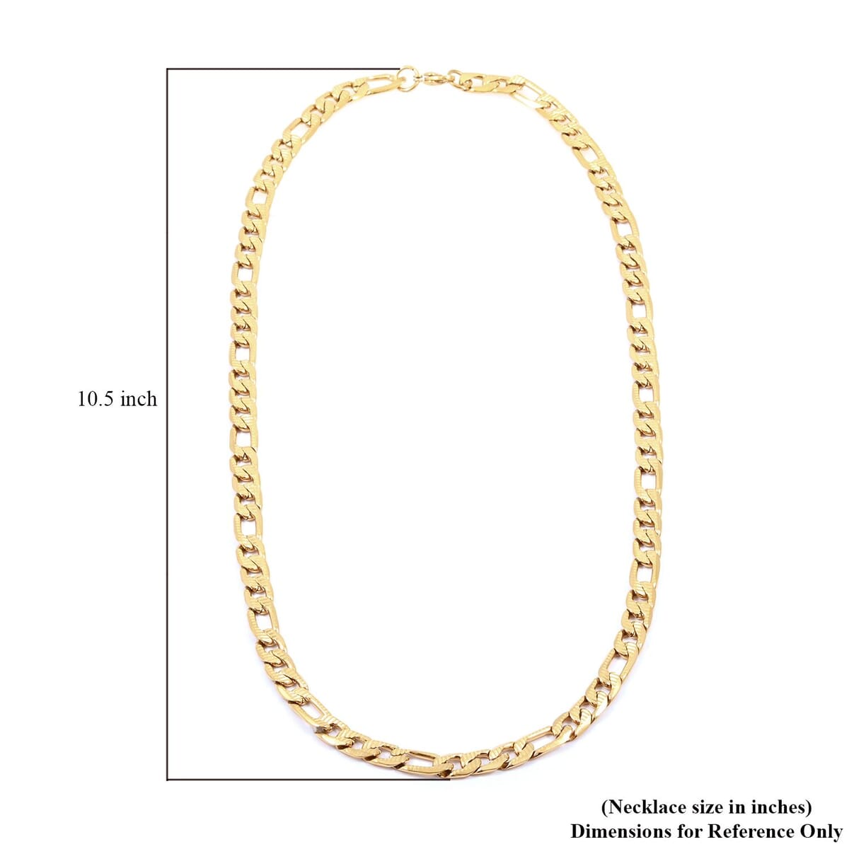 Set of Figaro Chain Bracelet (8.0In) and Necklace 24 Inches in ION Plated Yellow Gold Stainless Steel image number 4