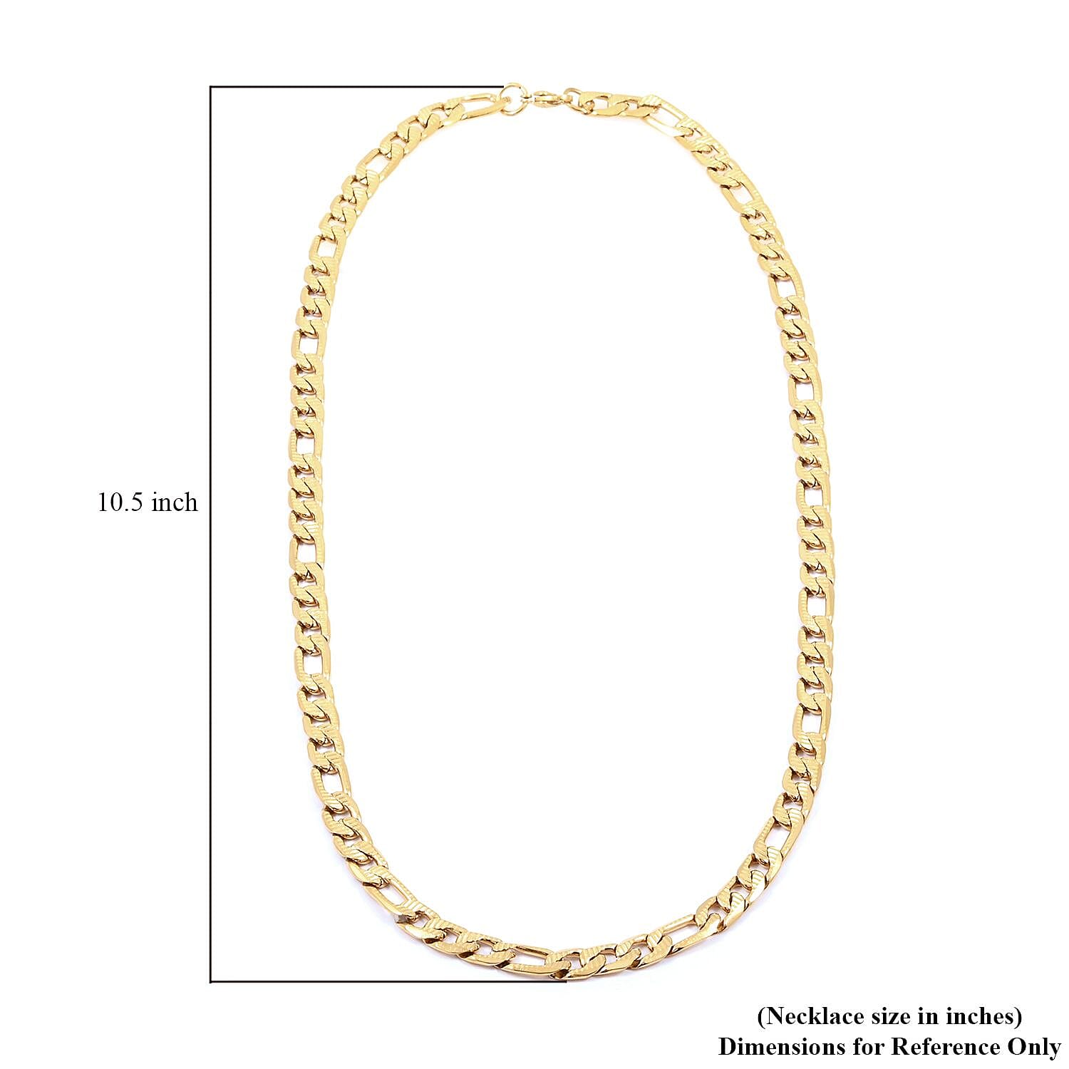Set of Figaro Chain Bracelet (8.0In) and Necklace 24 Inches in ION Plated Yellow Gold Stainless Steel