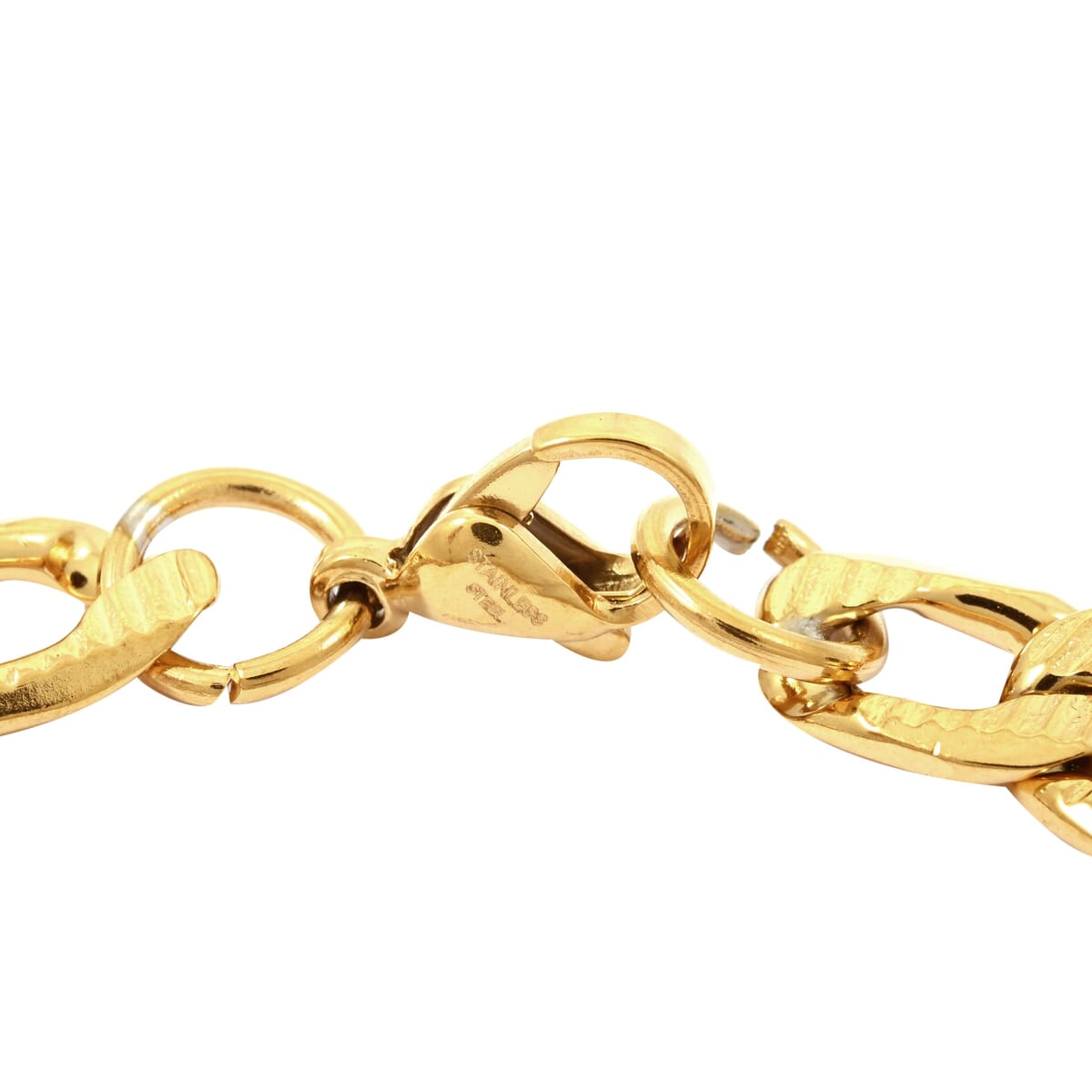 Set of Figaro Chain Bracelet (8.0In) and Necklace 24 Inches in ION Plated Yellow Gold Stainless Steel image number 6