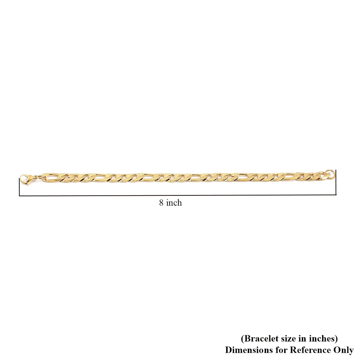 Set of Figaro Chain Bracelet (8.0In) and Necklace 24 Inches in ION Plated Yellow Gold Stainless Steel