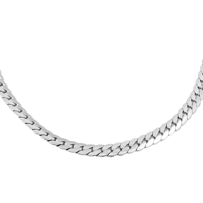Set of Curb Chain Bracelet (7.50In) and Necklace (18 Inches) in Stainless Steel