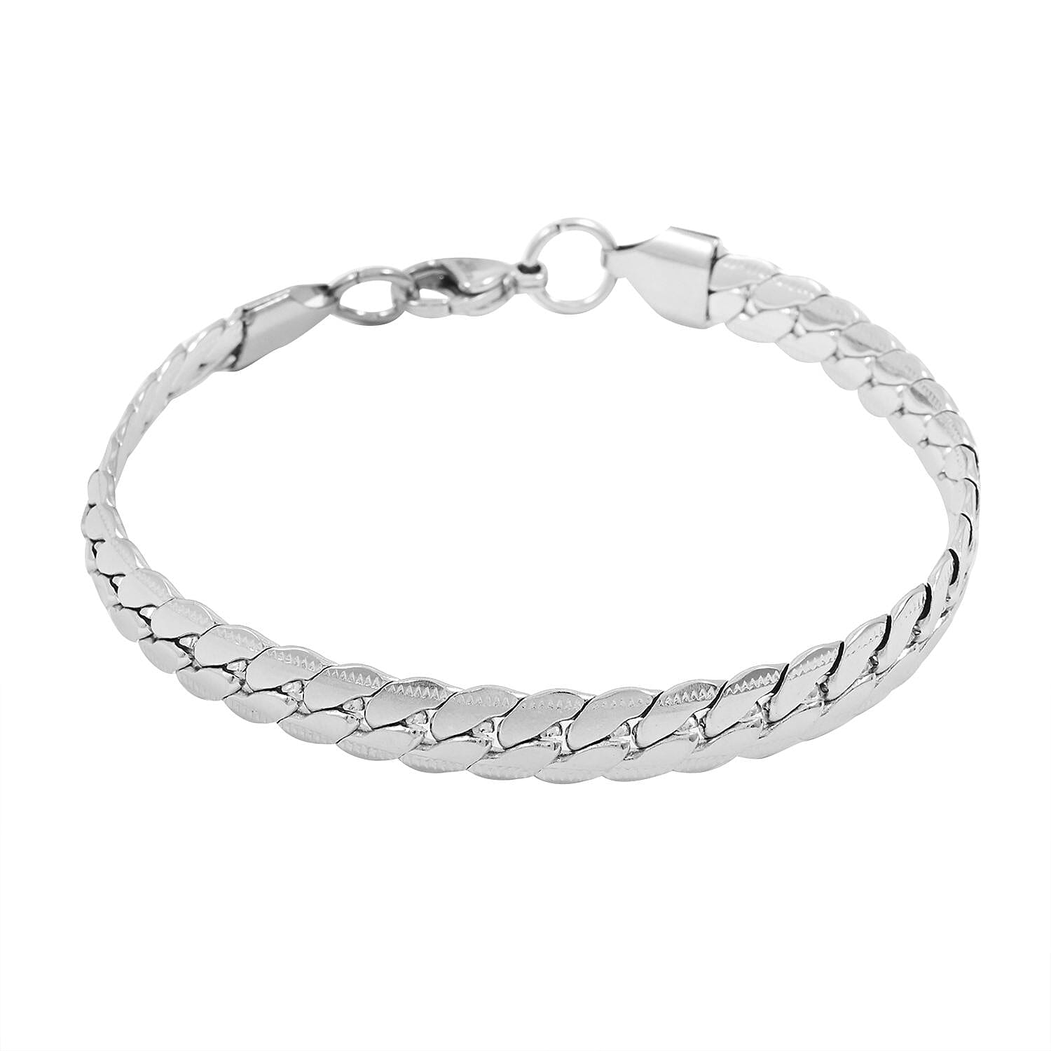 Set of Curb Chain Bracelet (7.50In) and Necklace (18 Inches) in Stainless Steel