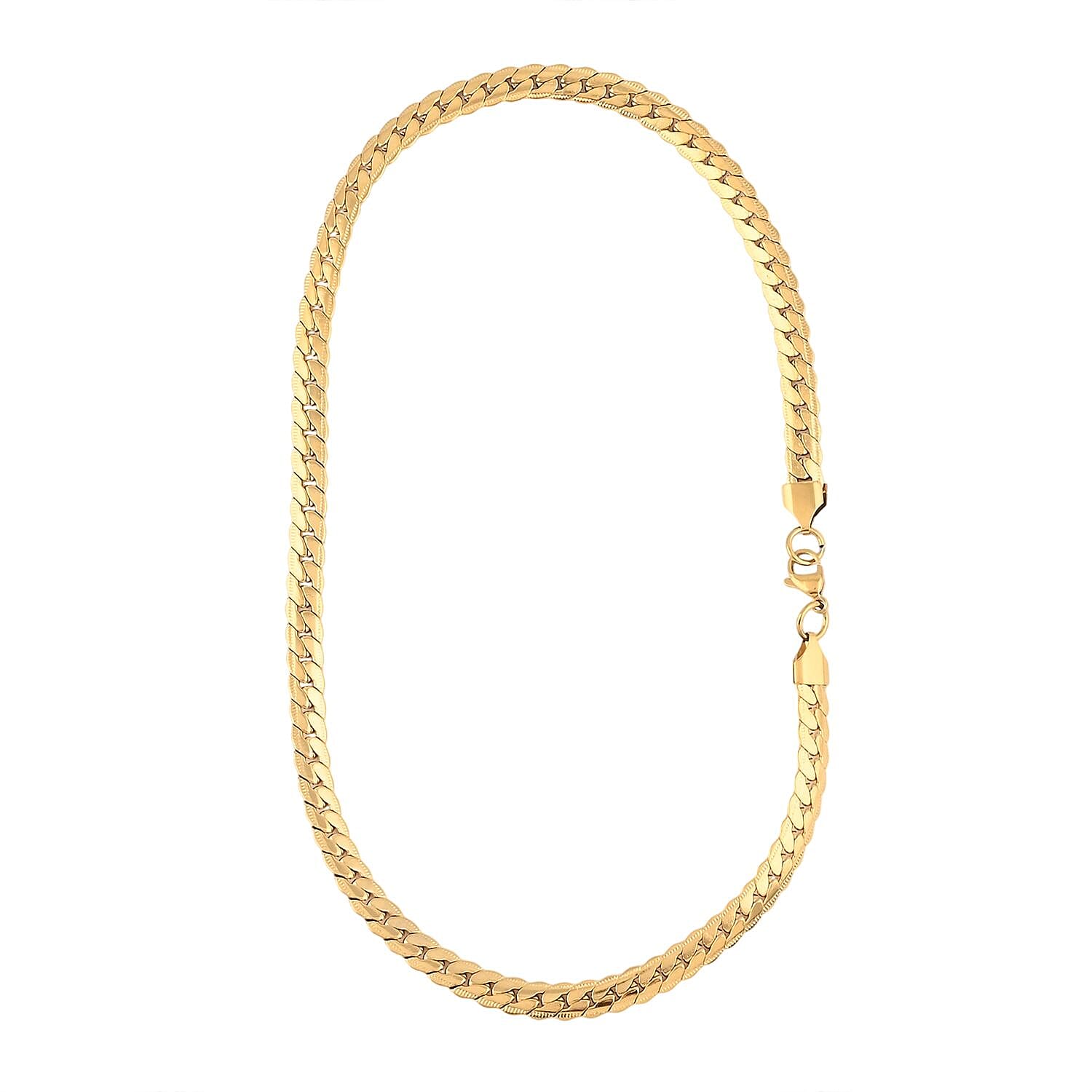 Set of Curb Chain Bracelet (7.50In) and Necklace 18 Inches in ION Plated YG Stainless Steel