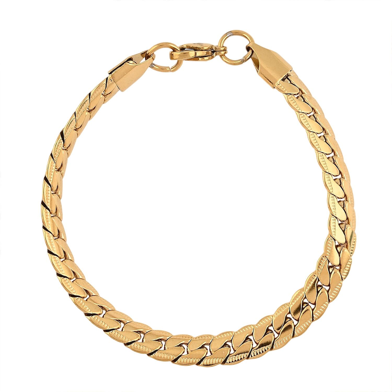 Set of Curb Chain Bracelet (7.50In) and Necklace 18 Inches in ION Plated YG Stainless Steel