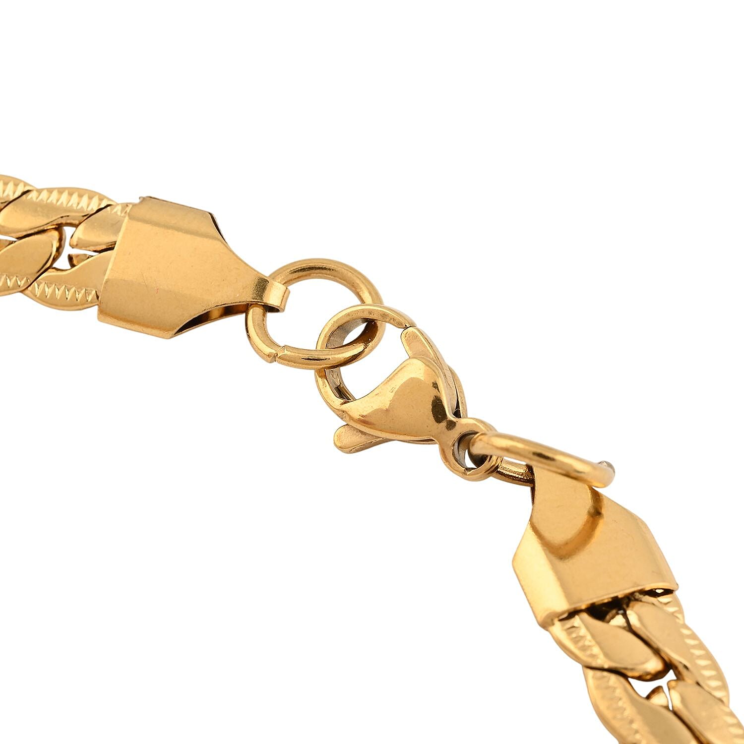 Set of Curb Chain Bracelet (7.50In) and Necklace 18 Inches in ION Plated YG Stainless Steel