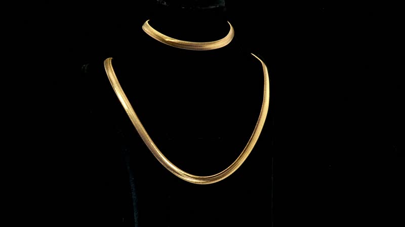 Set of Herringbone Bracelet (7.50In) and Necklace 20 Inches in ION Plated Yellow Gold Stainless Steel
