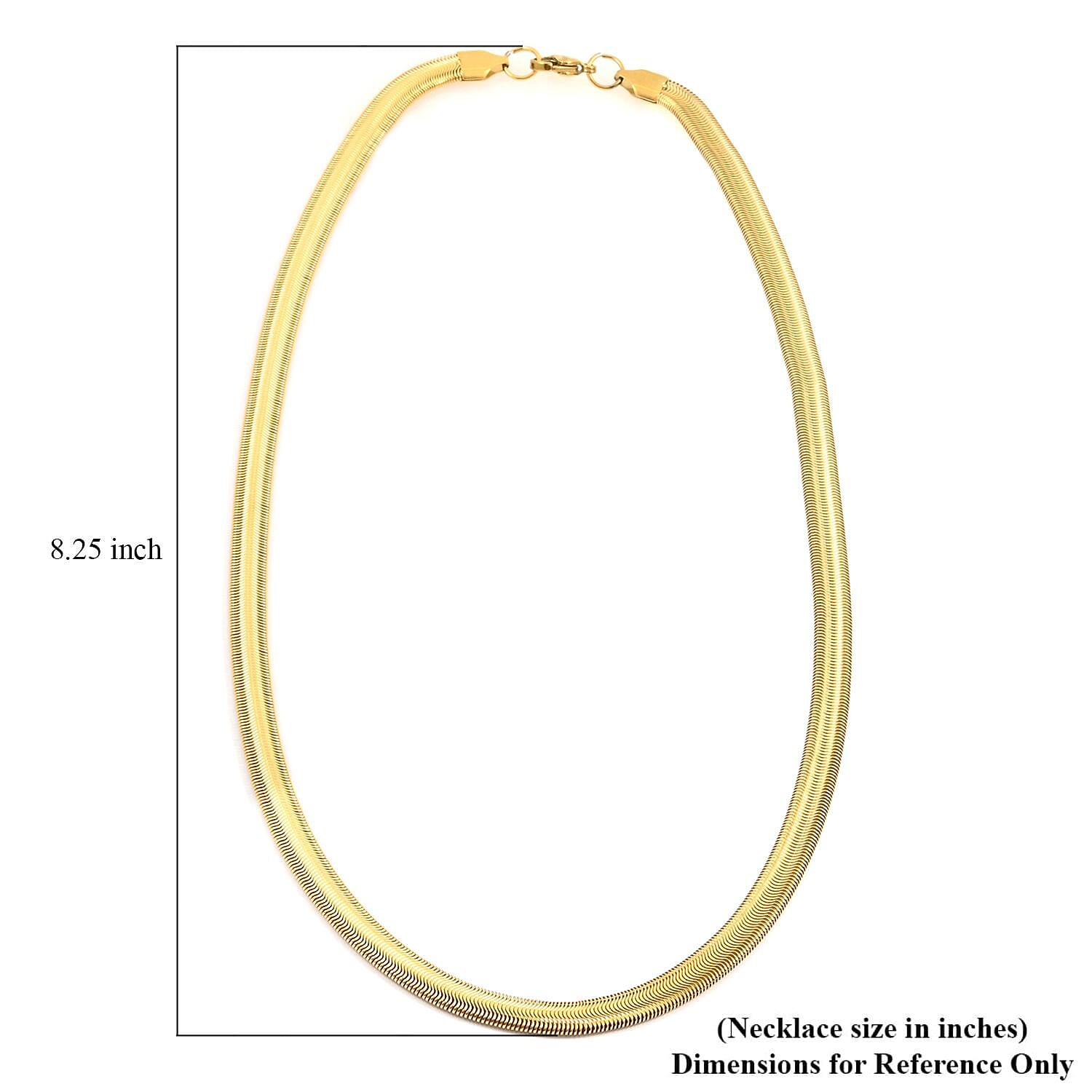 Set of Herringbone Bracelet (7.50In) and Necklace 20 Inches in ION Plated Yellow Gold Stainless Steel