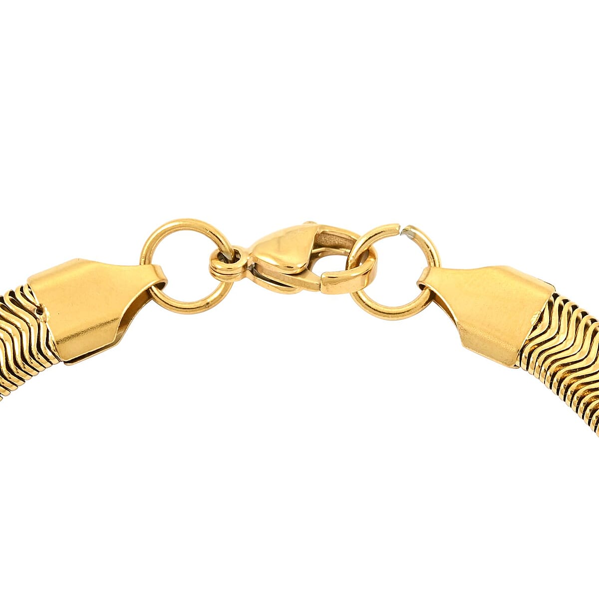 Set of Herringbone Bracelet (7.50In) and Necklace 20 Inches in ION Plated Yellow Gold Stainless Steel image number 7