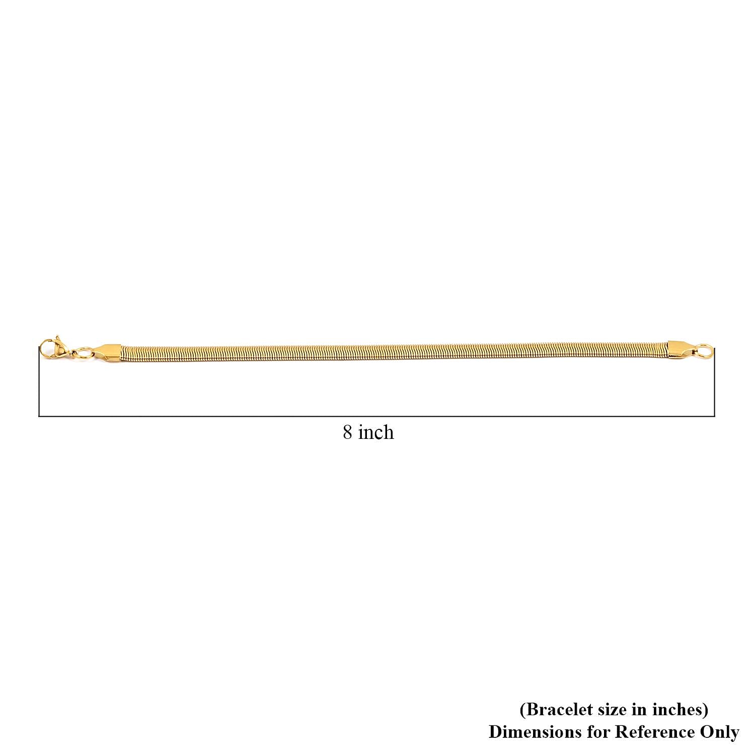 Set of Herringbone Bracelet (7.50In) and Necklace 20 Inches in ION Plated Yellow Gold Stainless Steel