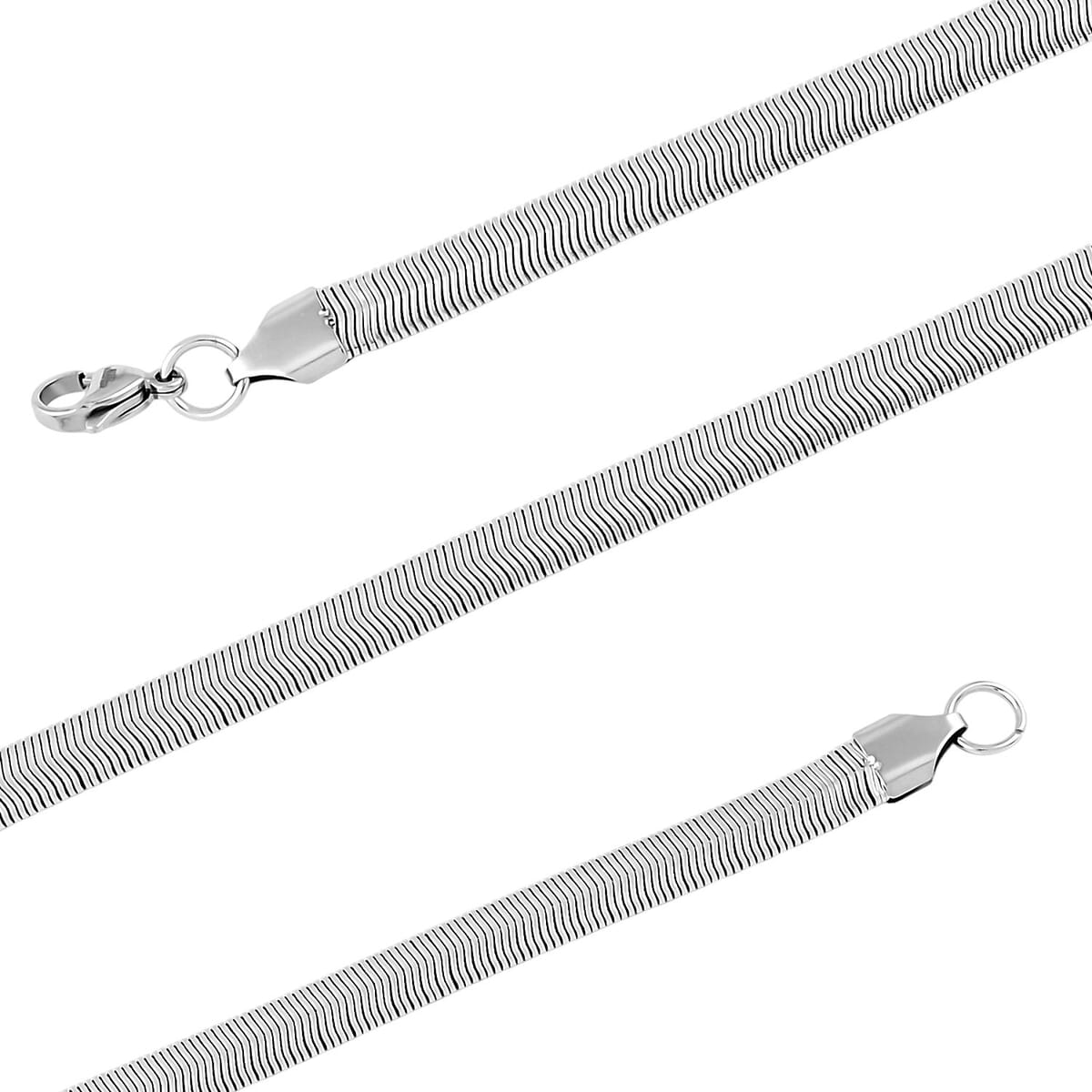 Set of Herringbone Chain Bracelet (7.50In) and Necklace 20 Inches in Stainless Steel image number 3