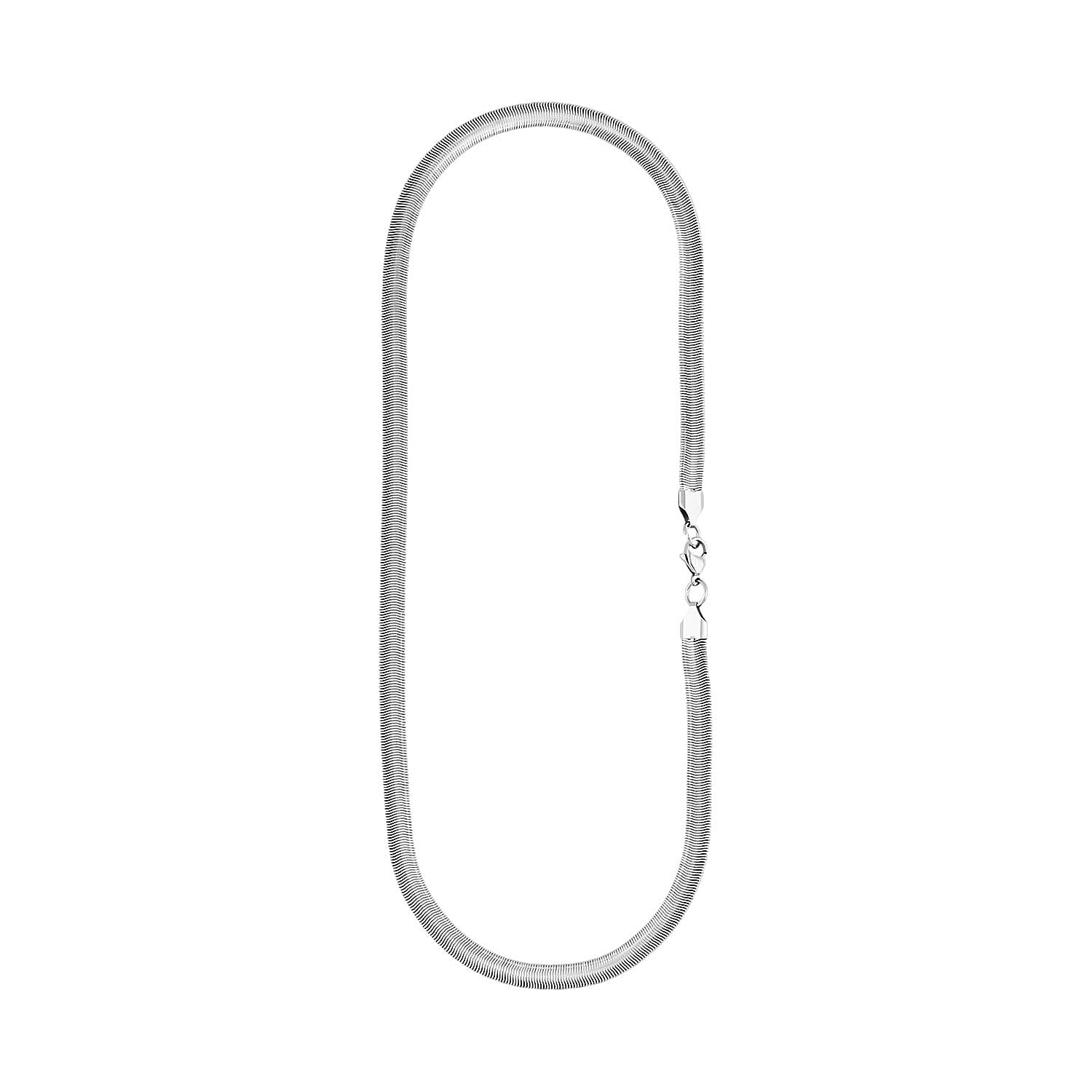 Set of Herringbone Chain Bracelet (7.50In) and Necklace 20 Inches in Stainless Steel