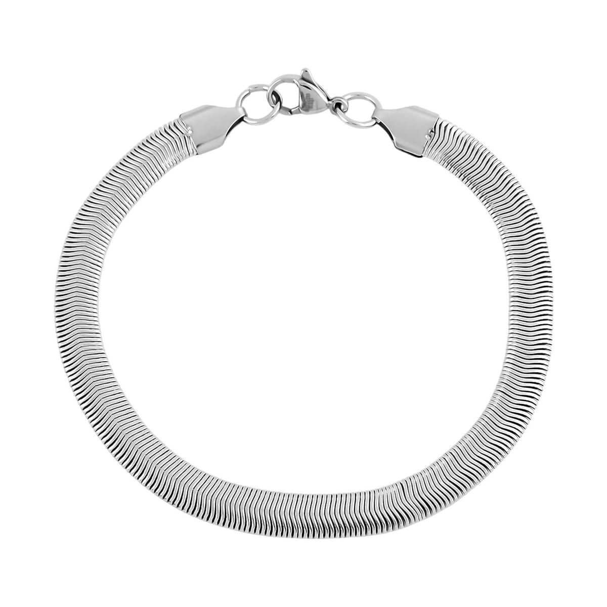Set of Herringbone Chain Bracelet (7.50In) and Necklace 20 Inches in Stainless Steel image number 5