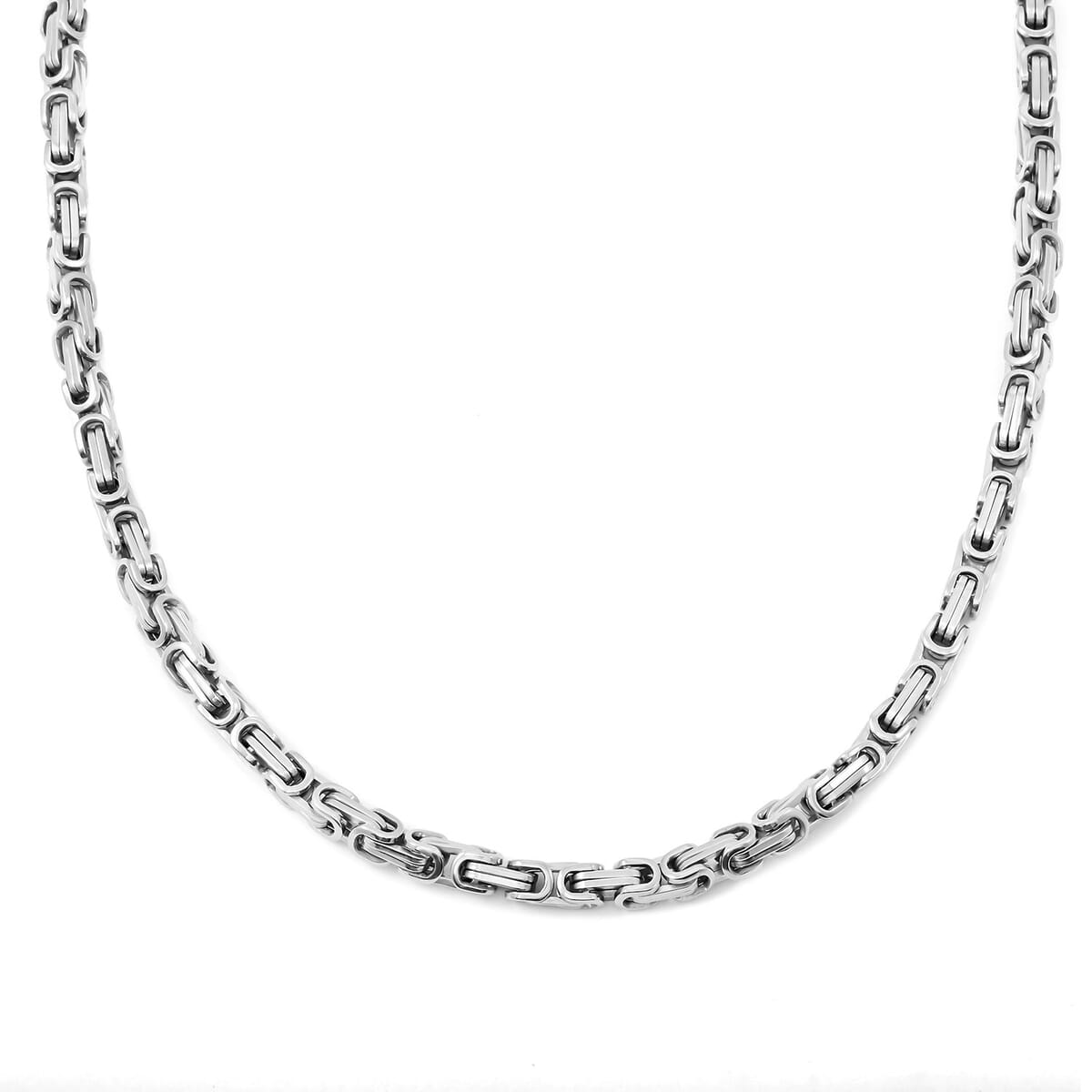 Set of Byzantine Chain Bracelet (8.50In) and Necklace 24 Inches in Stainless Steel image number 2