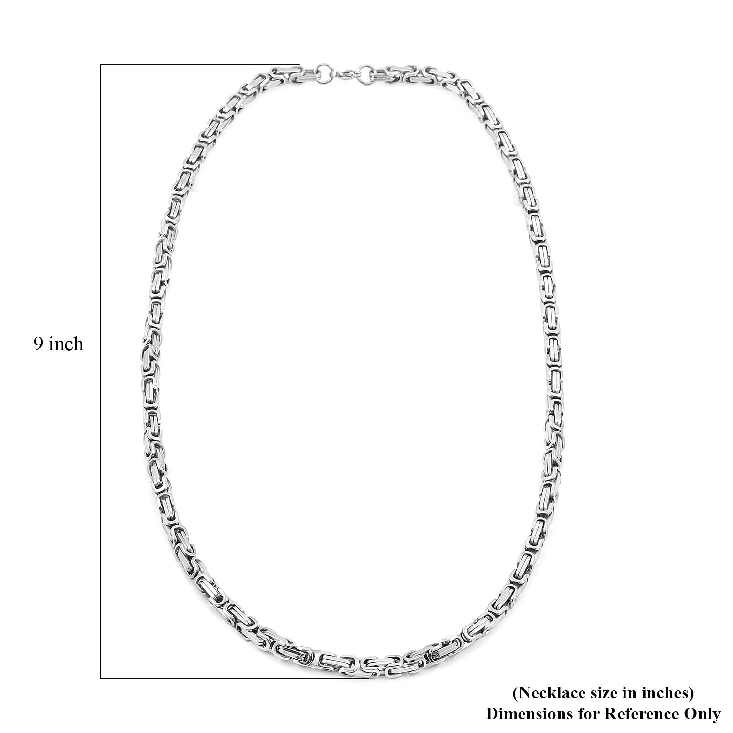 Set of Byzantine Chain Bracelet (8.50In) and Necklace 24 Inches in Stainless Steel