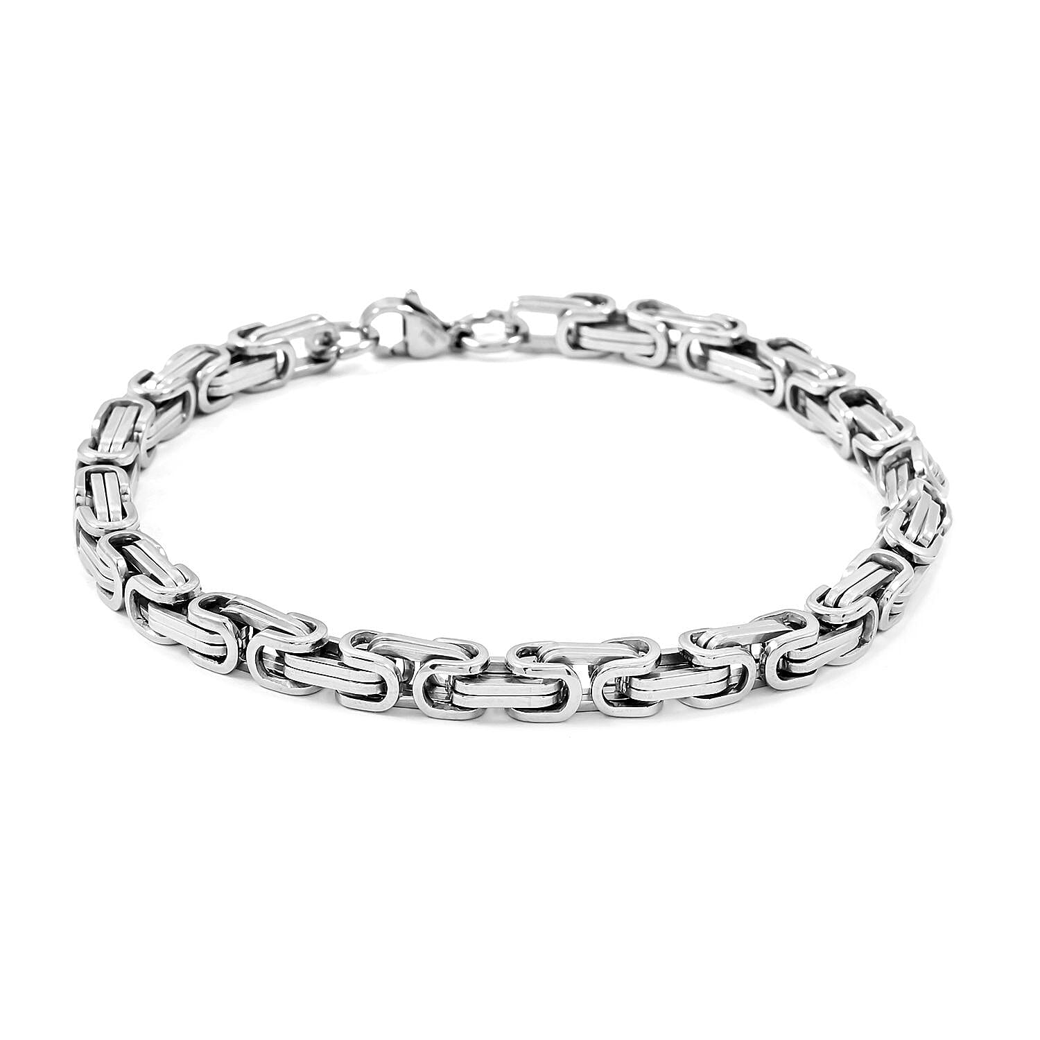 Set of Byzantine Chain Bracelet (8.50In) and Necklace 24 Inches in Stainless Steel