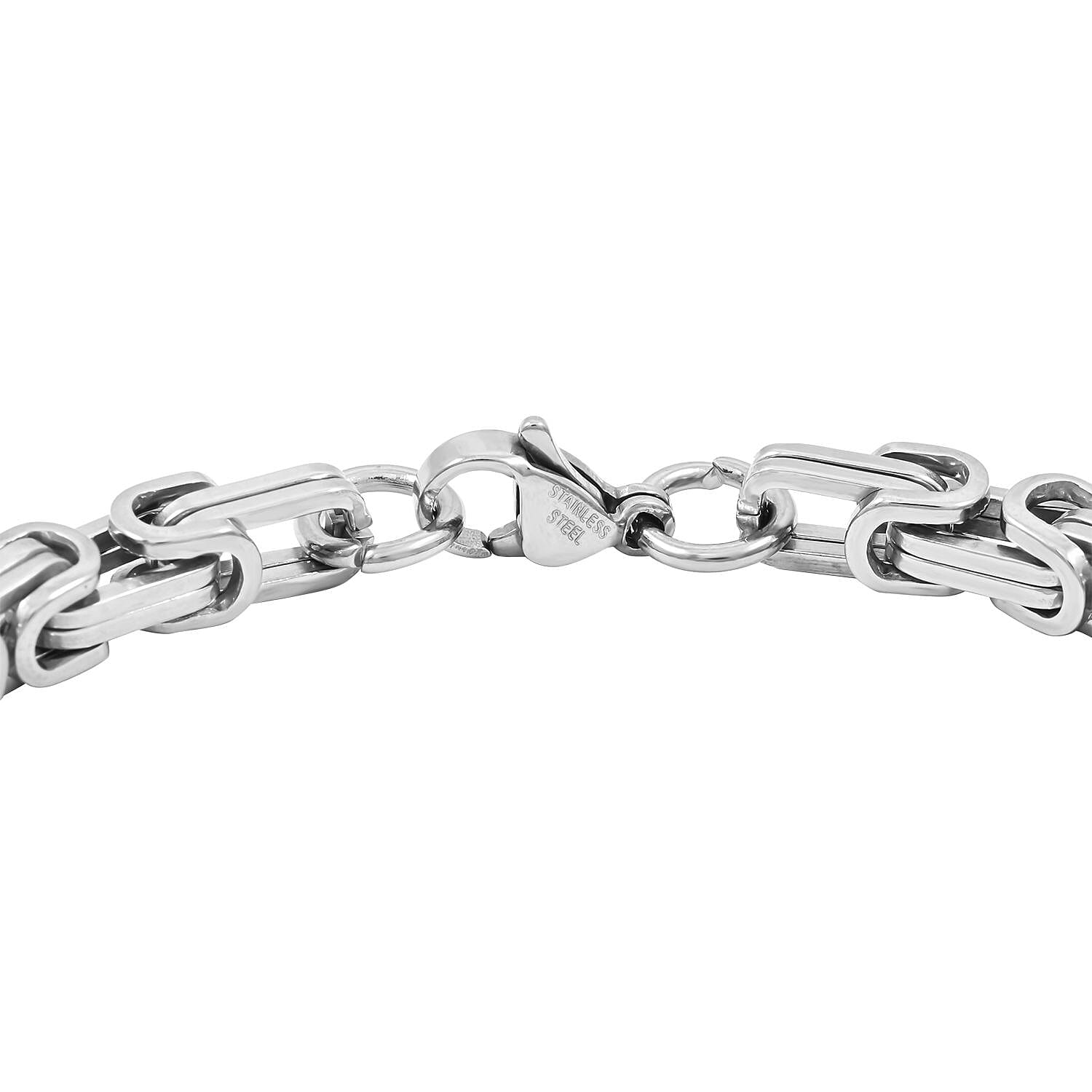 Set of Byzantine Chain Bracelet (8.50In) and Necklace 24 Inches in Stainless Steel
