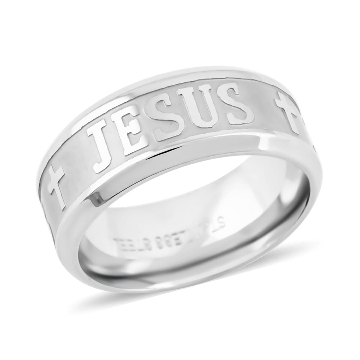 Set of Ring (Size 8.0) and Necklace 24 Inches in Stainless Steel image number 5