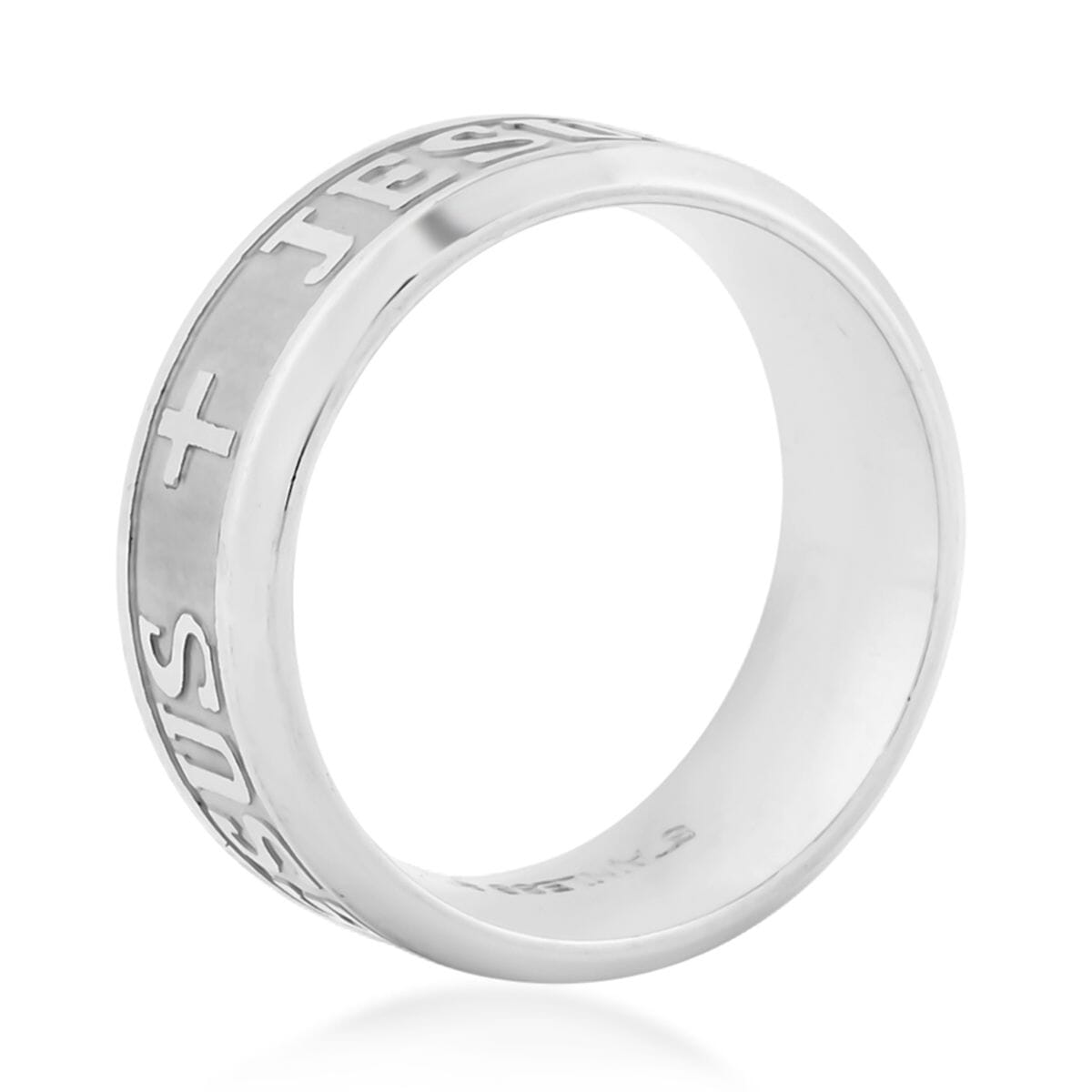Set of Ring (Size 8.0) and Necklace 24 Inches in Stainless Steel image number 6