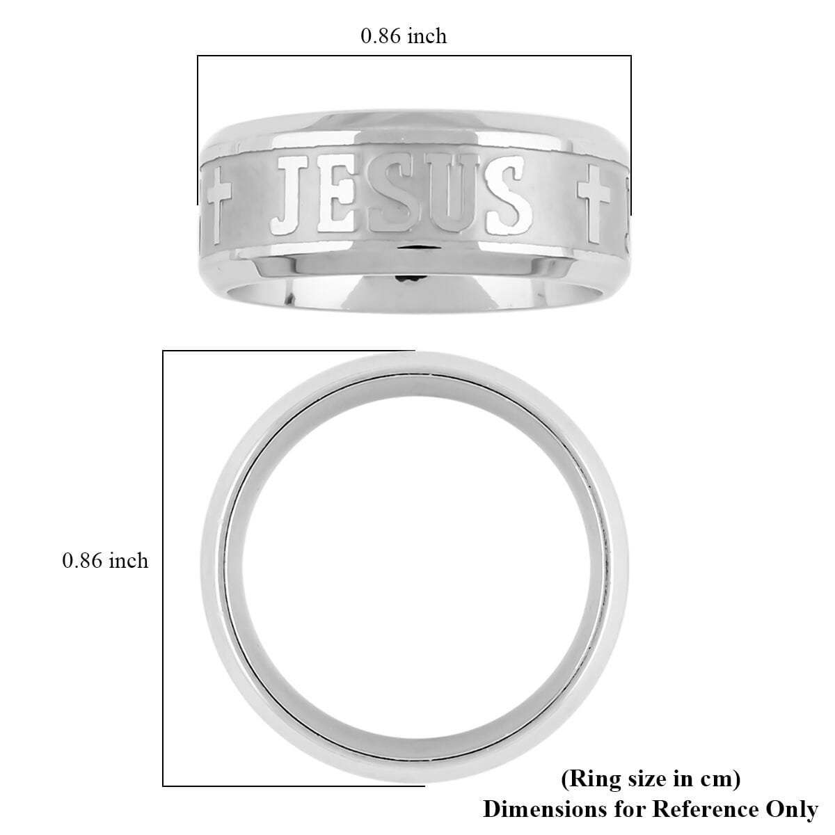 Set of Ring (Size 8.0) and Necklace 24 Inches in Stainless Steel image number 7