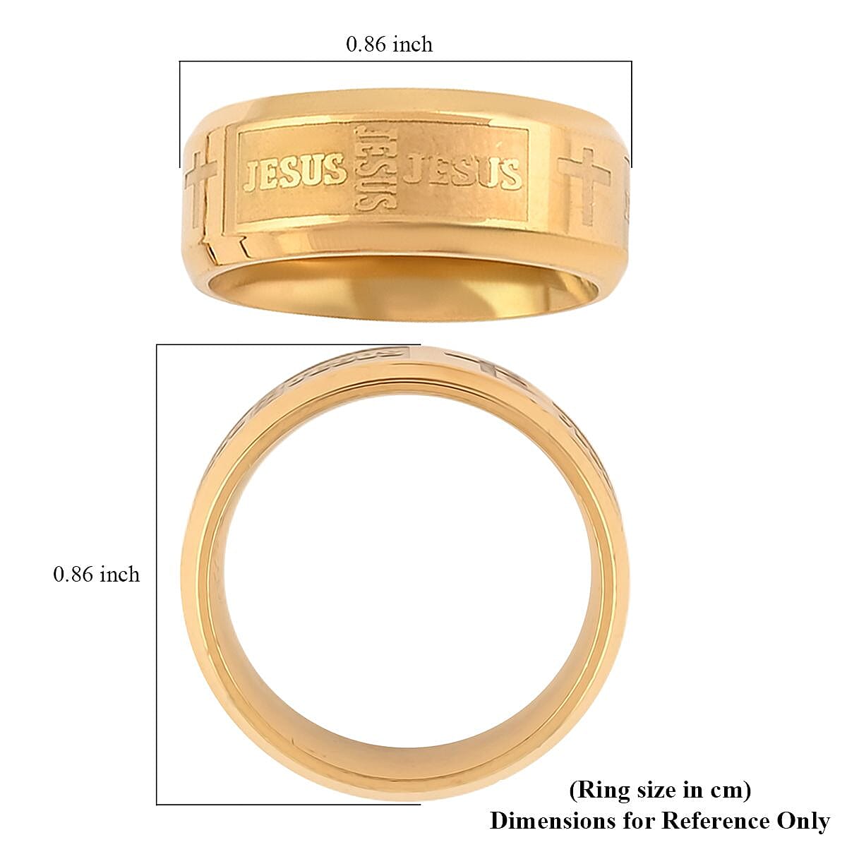 Set of Ring (Size 10.0) and Necklace 24 Inches in ION Plated YG Stainless Steel