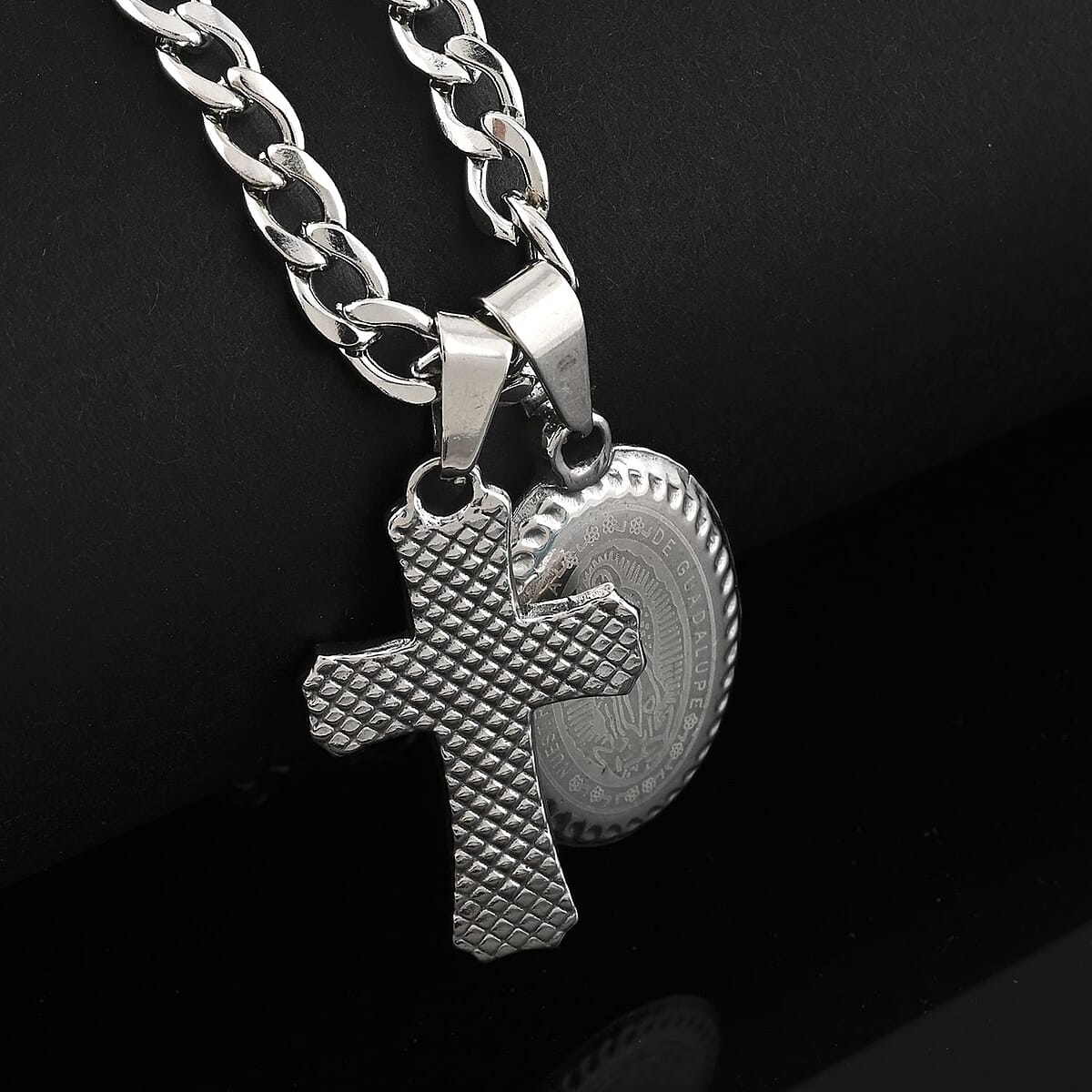 Set of 2 Pendants Necklace 24 Inches in Stainless Steel image number 1