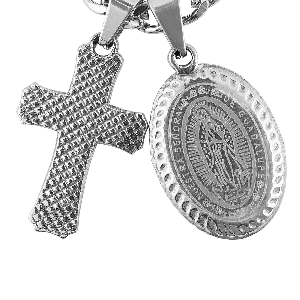 Set of 2 Pendants Necklace 24 Inches in Stainless Steel image number 4