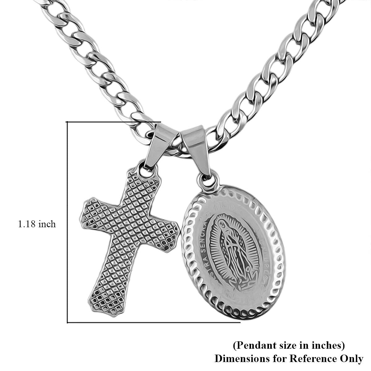 Set of 2 Pendants Necklace 24 Inches in Stainless Steel image number 6