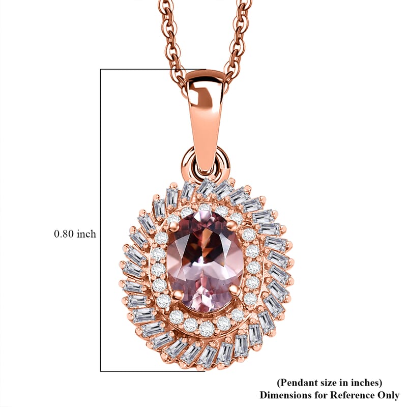 Premium Marropino Morganite and Diamond 1.15 ctw Double Halo Pendant Necklace in 18K Vermeil Rose Gold Over Sterling Silver 20 Inches