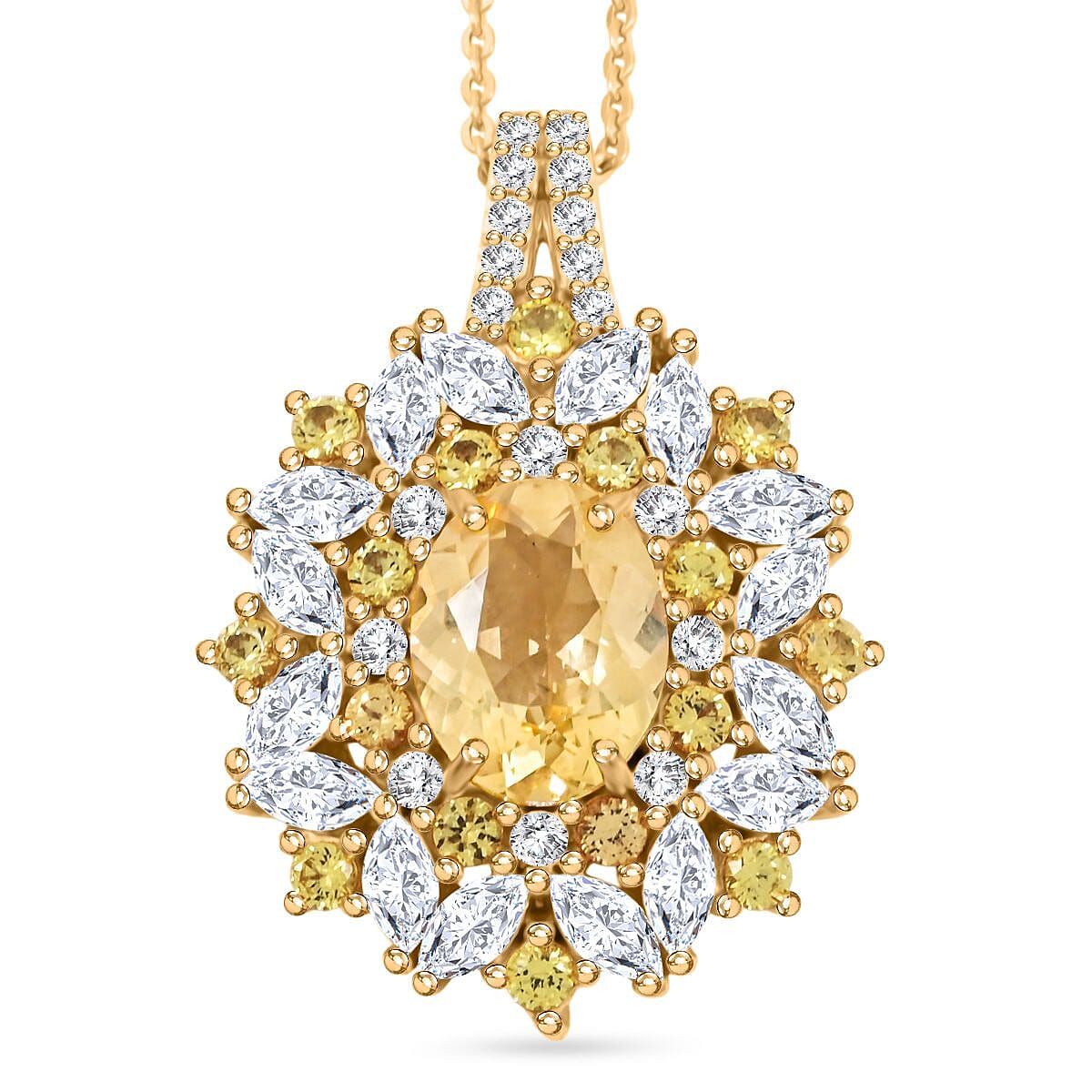 Brazilian Heliodor and Multi Gemstone 3.90 ctw Pendant Necklace in 18K Vermeil Yellow Gold Over Sterling Silver 20 Inches image number 0
