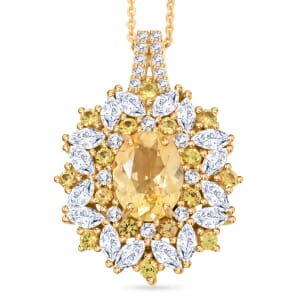 Brazilian Heliodor and Multi Gemstone 3.90 ctw Pendant Necklace in 18K Vermeil Yellow Gold Over Sterling Silver 20 Inches