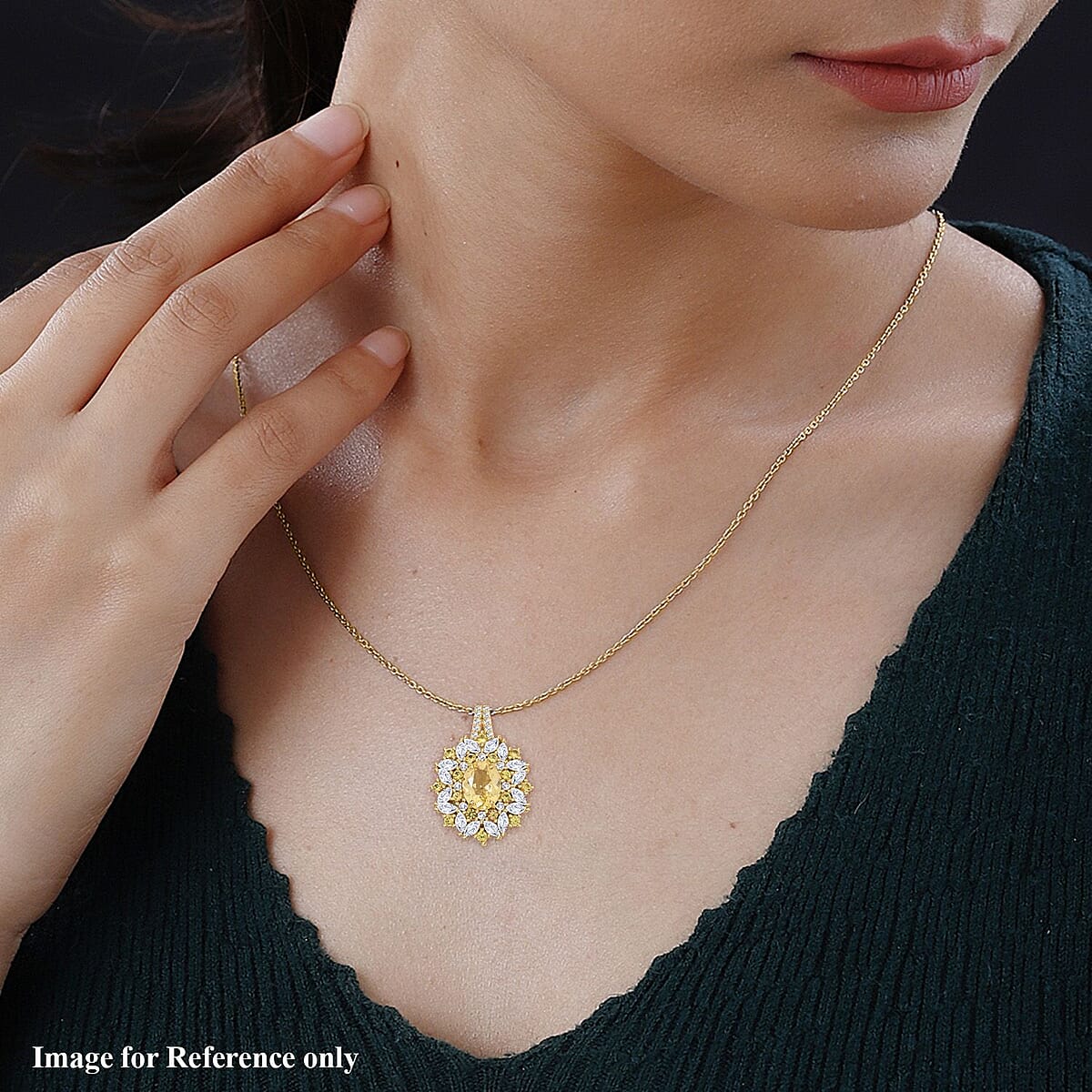 Brazilian Heliodor and Multi Gemstone 3.90 ctw Pendant Necklace in 18K Vermeil Yellow Gold Over Sterling Silver 20 Inches image number 2