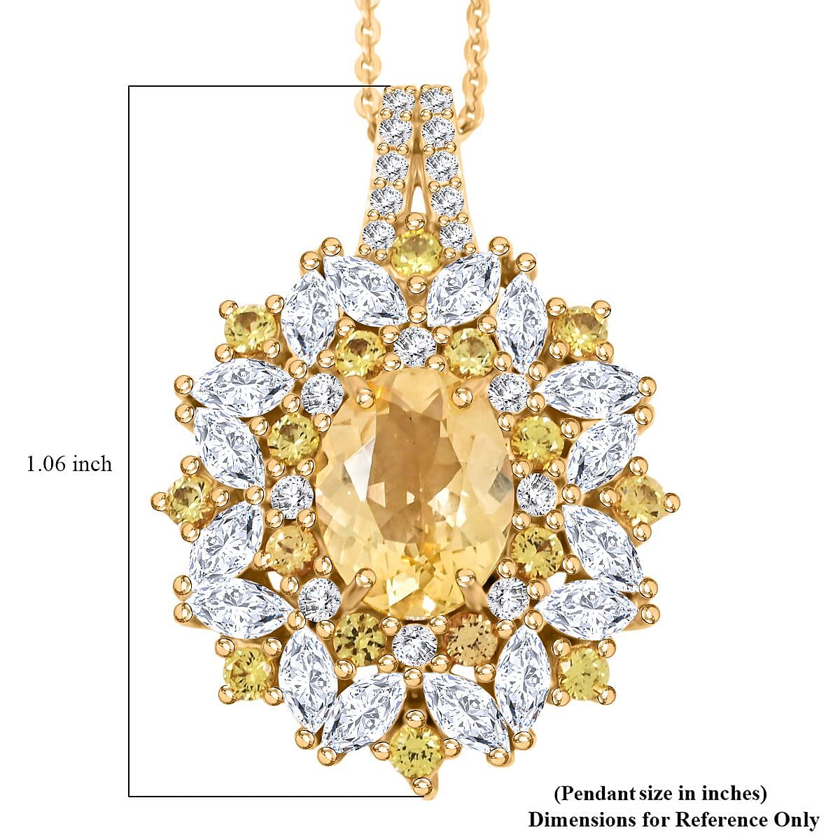 Brazilian Heliodor and Multi Gemstone 3.90 ctw Pendant Necklace in 18K Vermeil Yellow Gold Over Sterling Silver 20 Inches image number 5