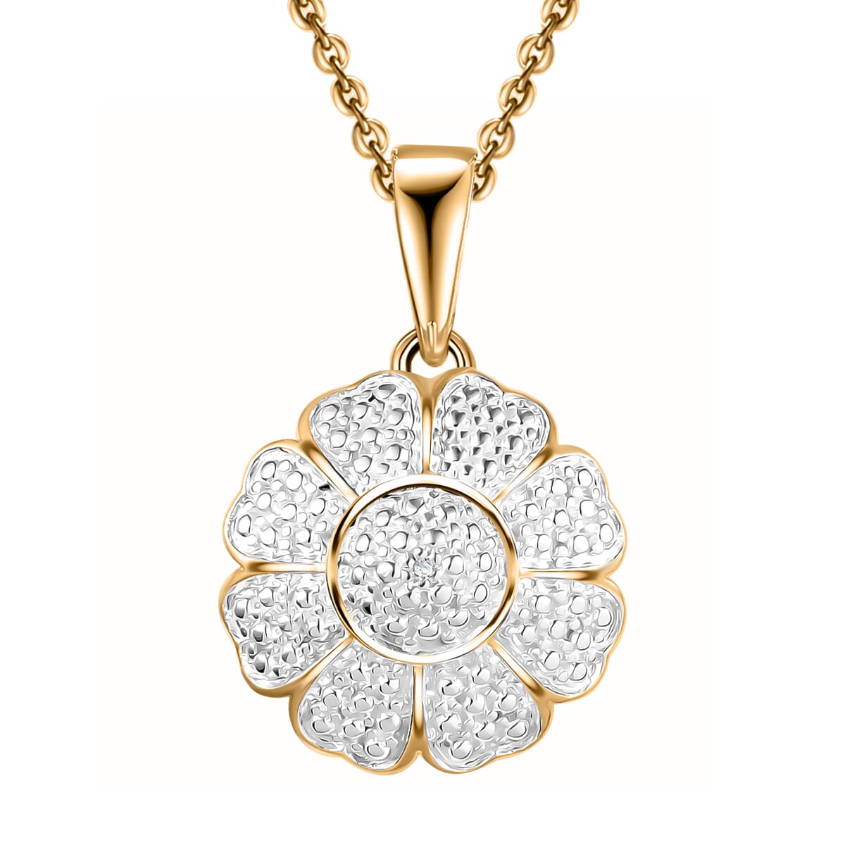 Karis Diamond Pendant in 18K YG Plated with Stainless Steel Necklace 20 Inches image number 0