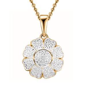 Karis Diamond Pendant in 18K YG Plated with Stainless Steel Necklace 20 Inches
