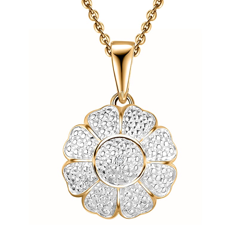 Karis Diamond Pendant in 18K YG Plated with Stainless Steel Necklace 20 Inches