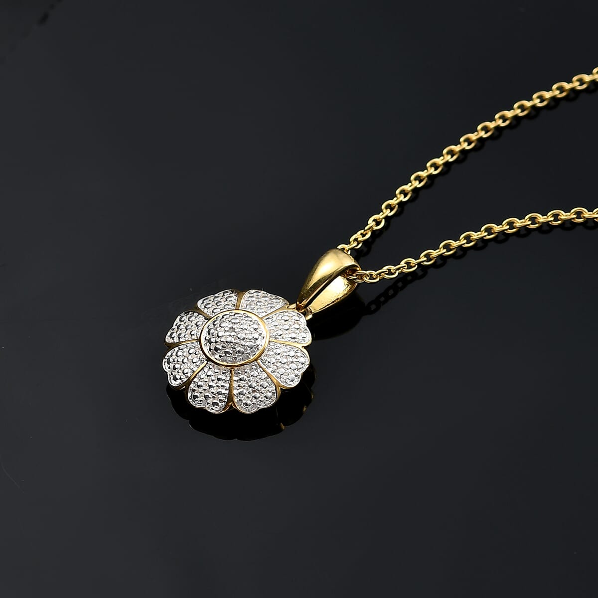 Karis Diamond Pendant in 18K YG Plated with Stainless Steel Necklace 20 Inches image number 1