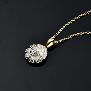 Karis Diamond Pendant in 18K Yellow Gold Plated with Stainless Steel Necklace 20 Inches