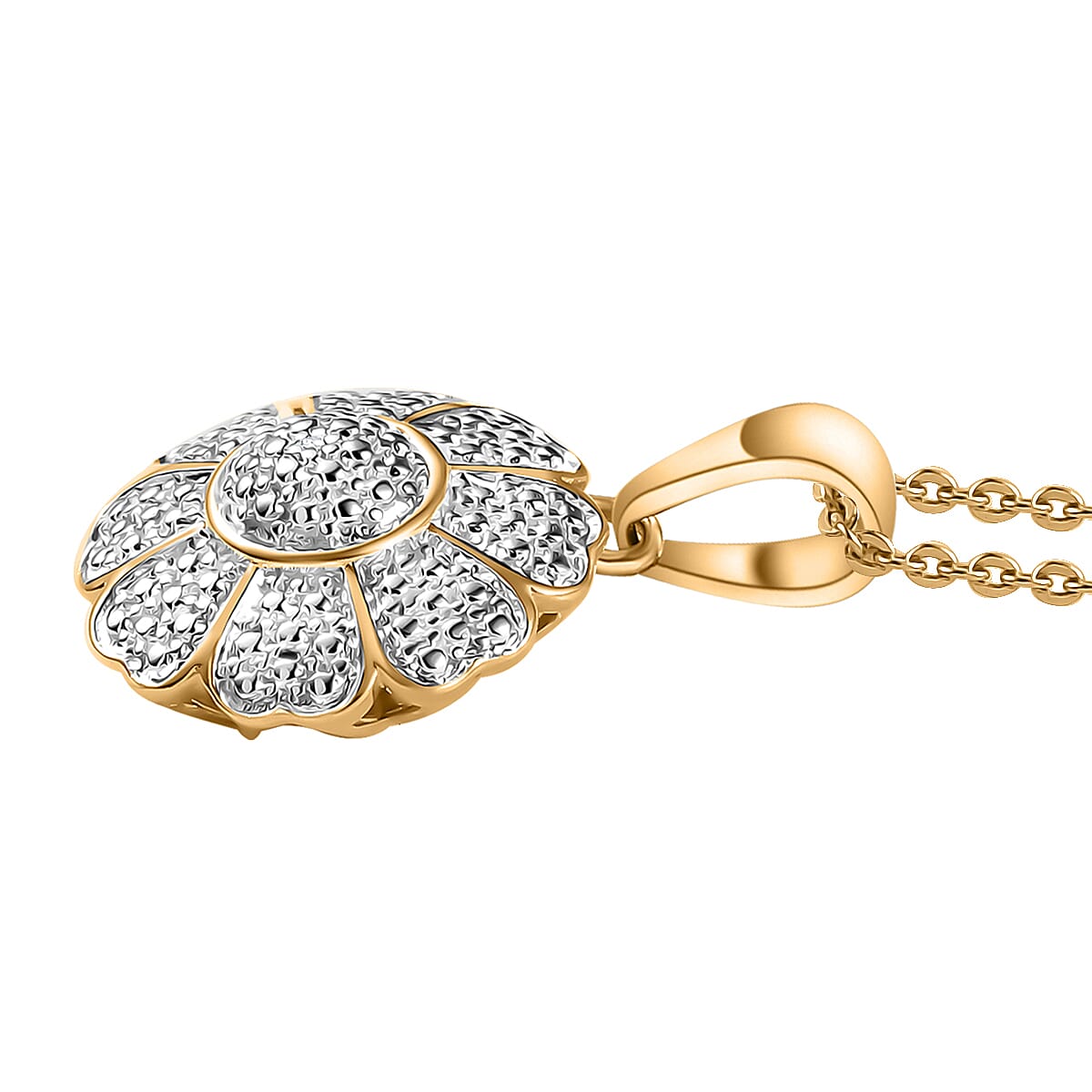 Karis Diamond Pendant in 18K YG Plated with Stainless Steel Necklace 20 Inches