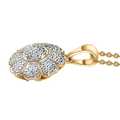 Karis Diamond Pendant in 18K YG Plated with Stainless Steel Necklace 20 Inches