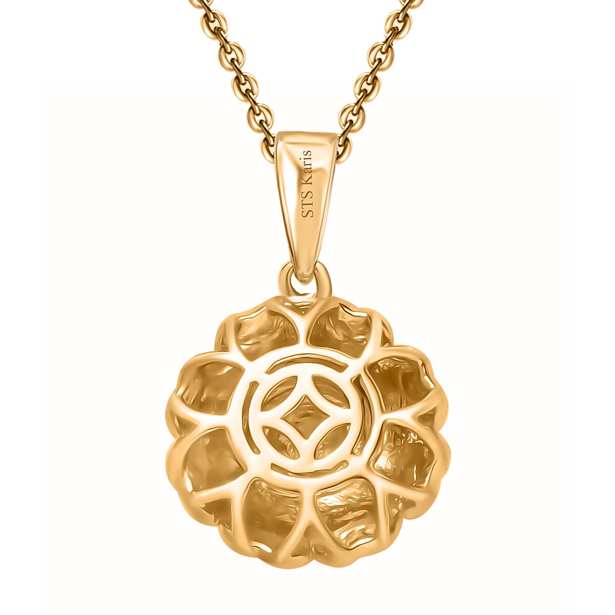 Karis Diamond Pendant in 18K YG Plated with Stainless Steel Necklace 20 Inches
