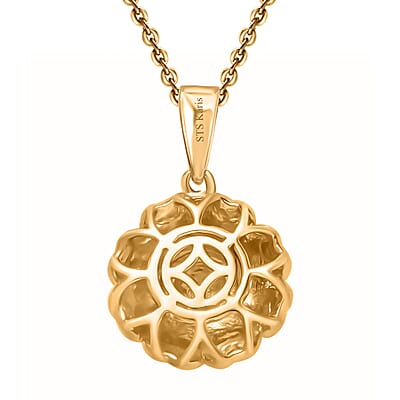 Karis Diamond Pendant in 18K YG Plated with Stainless Steel Necklace 20 Inches