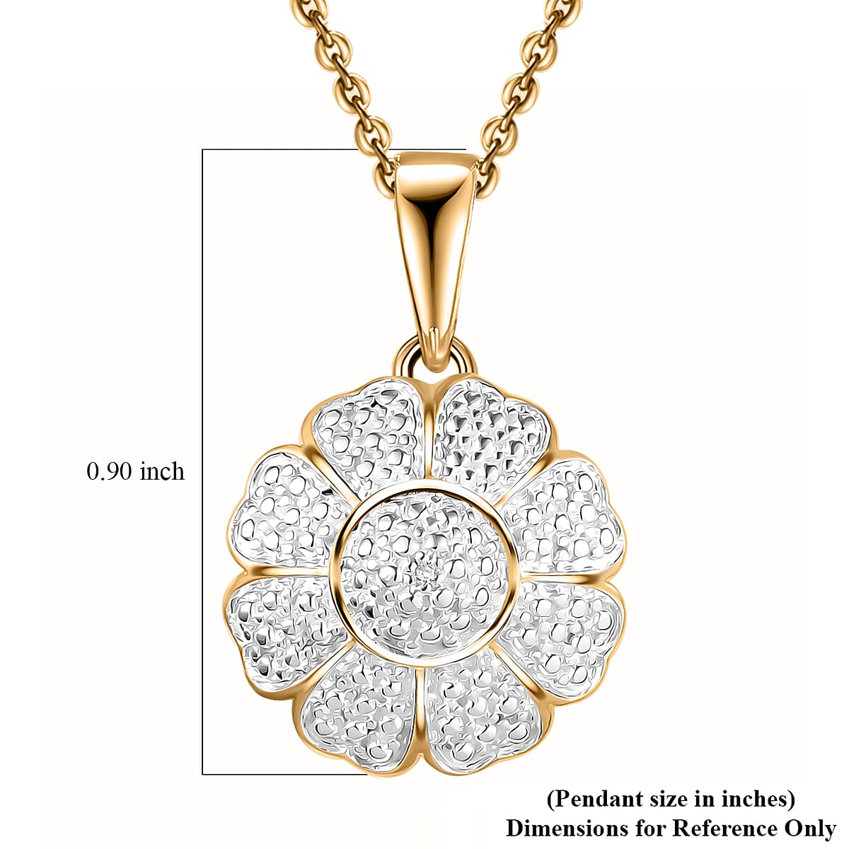 Karis Diamond Pendant in 18K YG Plated with Stainless Steel Necklace 20 Inches