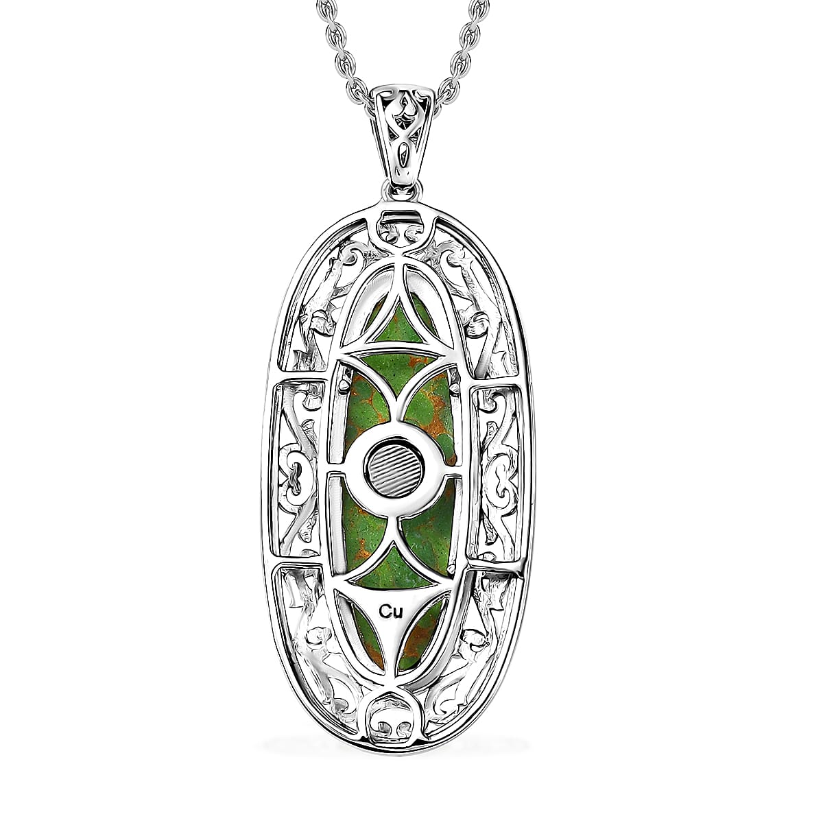 Mojave Green Turquoise 13.35 ctw Pendant in Platinum Over Copper with Magnet with Stainless Steel Necklace 20 Inches