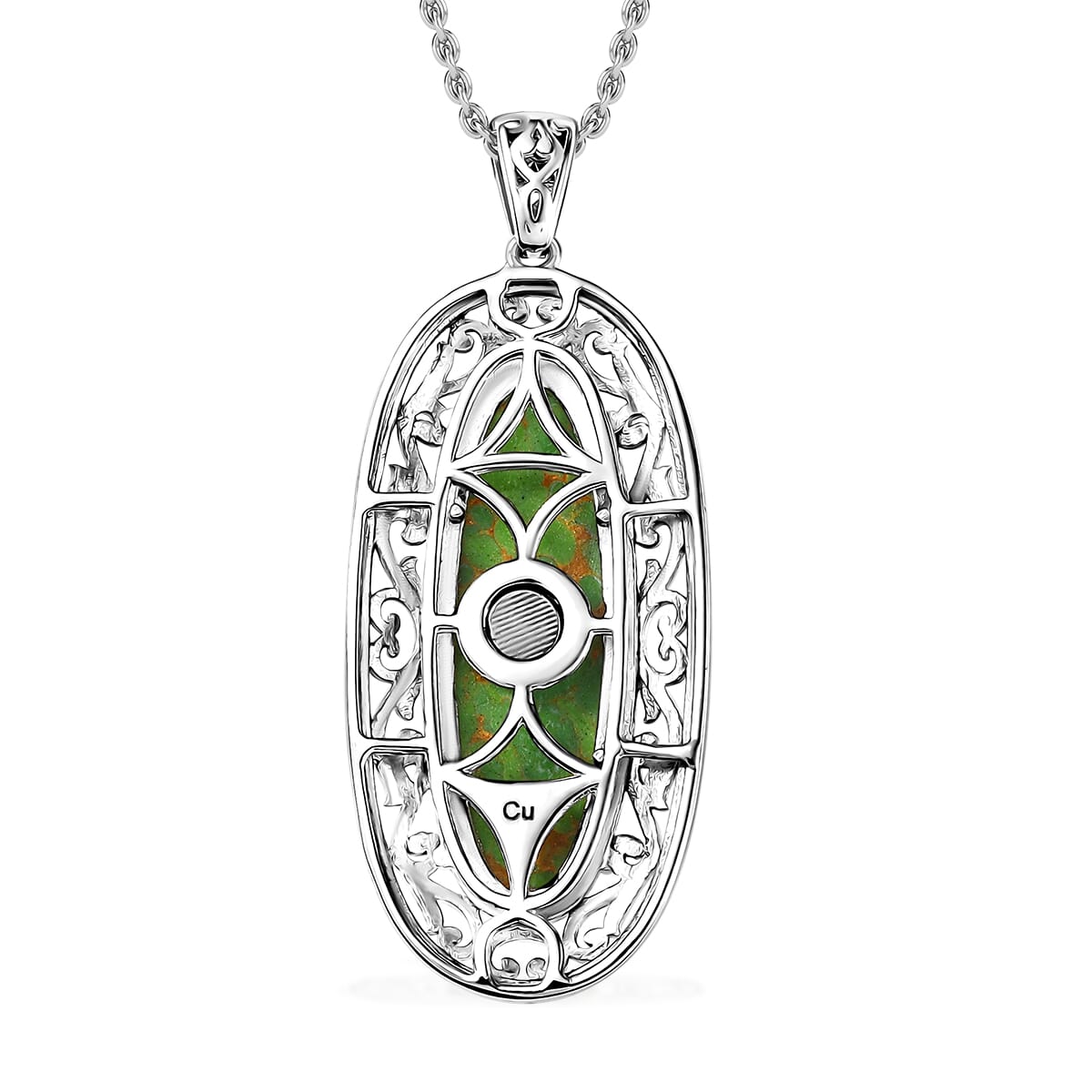 Mojave Green Turquoise 13.35 ctw Pendant in Platinum Over Copper with Magnet with Stainless Steel Necklace 20 Inches image number 4