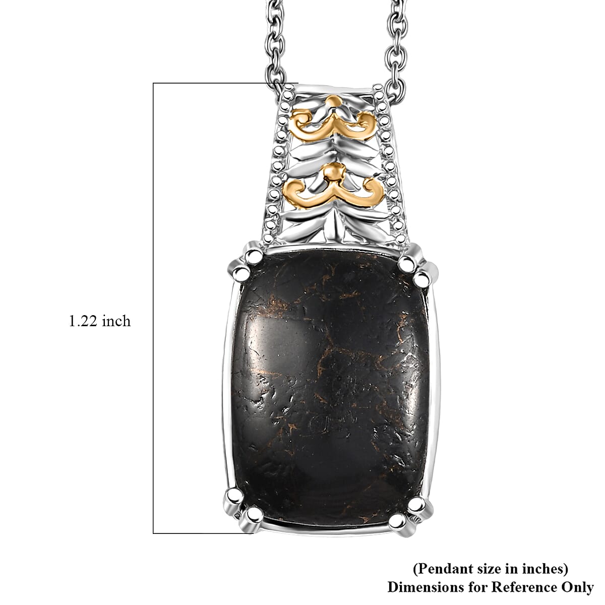 Matrix Silver Shungite 9.75 ctw Pendant in Platinum Over Copper with Stainless Steel Necklace 20 Inches