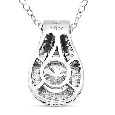 D'Joy Heart and Arrow Cut Moissanite 2.40 ctw Bridge Pendant Necklace in Rhodium Over Sterling Silver 20 Inches