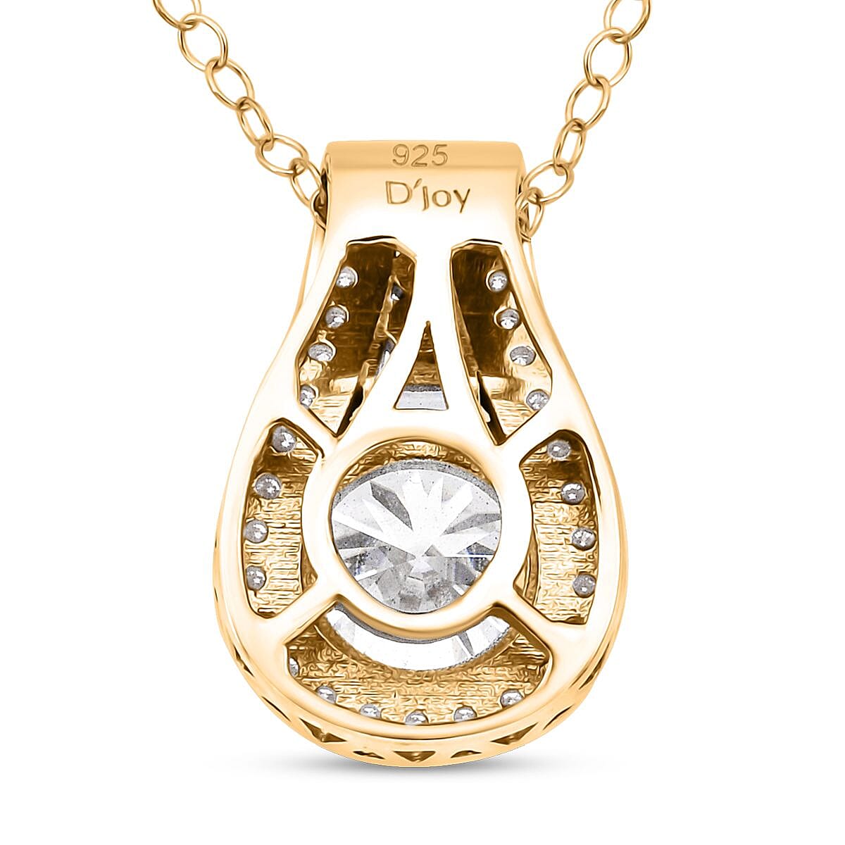 D'Joy Heart and Arrow Cut Moissanite 2.40 ctw Bridge Pendant Necklace in 18K Vermeil Yellow Gold Over Sterling Silver 20 Inches image number 4